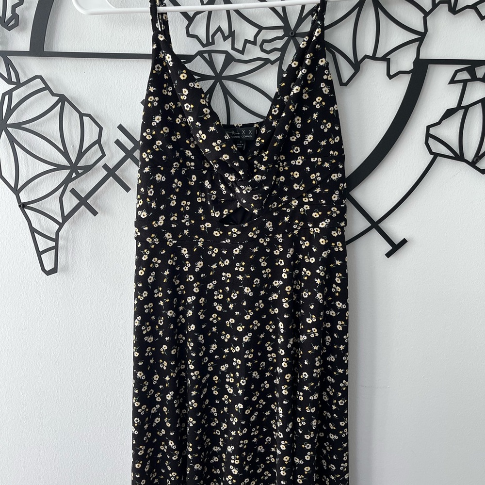TRIXXI black floral minidress with cutout